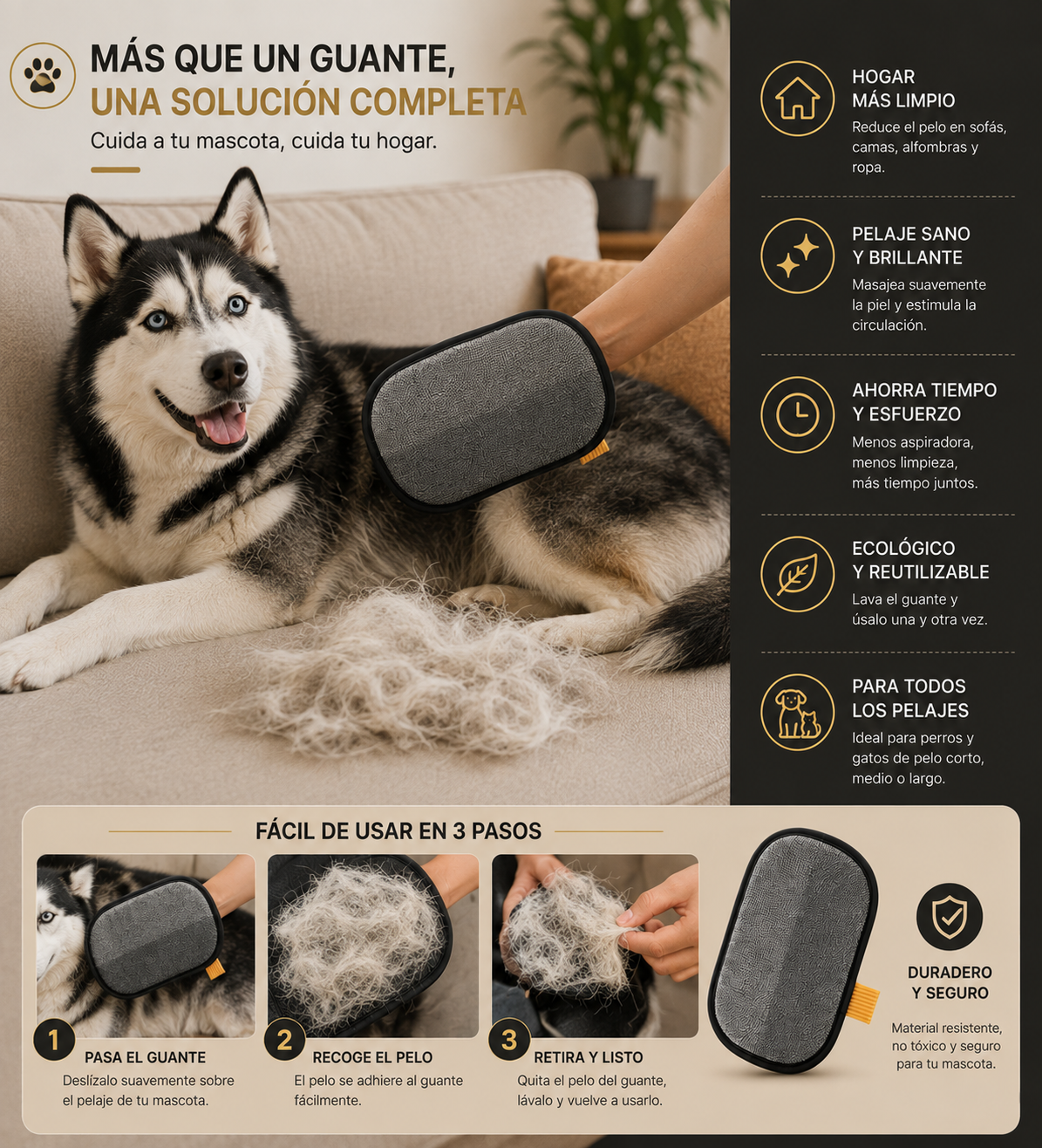 Guantes Quitapelos para Mascotas | Reutilizables y Eficaces